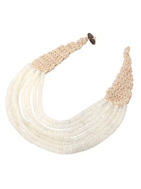 NWT WHITE GRADIENT LAYER BEADED CROCHET COLLAR NECKLACE A LUMINOUS STATEMENT